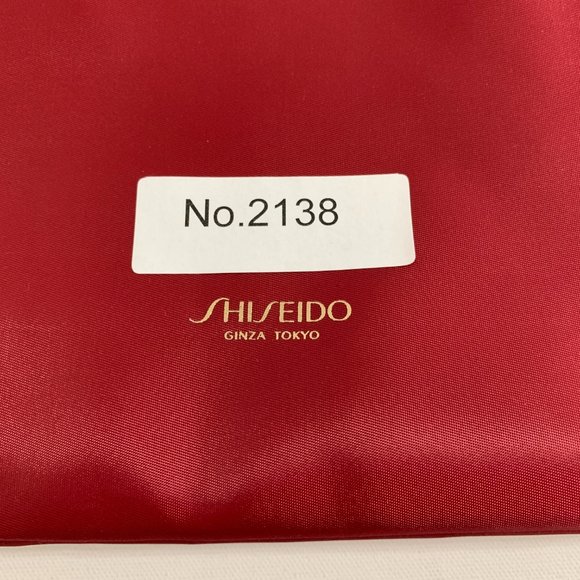 SHISEIDO Ginza Tokyo Fabric Shoulder Bag Red Faux Leather Handles Light Weight - Picture 13 of 14
